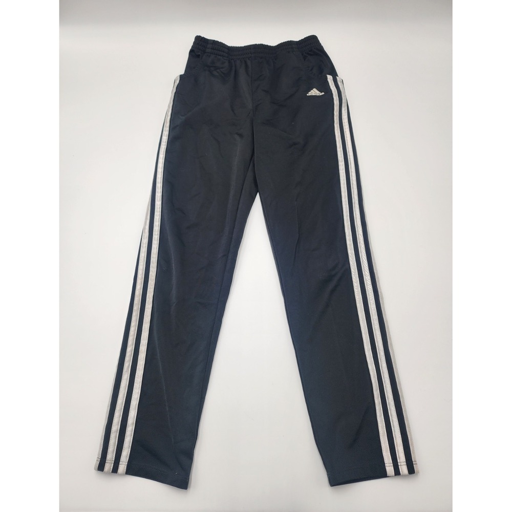 Youth Size Med Adidas 10/12 3 Stripe Black White Athletic Pants Pre-owned